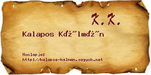 Kalapos Kálmán névjegykártya